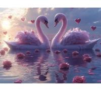 DIY Diamond Painting Kit, Cygne Fleur De Lotus 5D Cristal Mosaïque art de Broderie pour Les, Convient Enfants Adultes, Décoration Murale, Cadeau pour Les Femmes 70x90cm YN4N-723