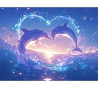 DIY Diamond Painting Kit, Dauphin Bleu 5D Cristal Mosaïque art de Broderie pour Les, Convient Enfants Adultes, Décoration Murale, Cadeau pour Les Femmes 30x40cm YN4N-218