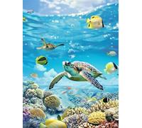 DIY Diamond Painting Kit pour Adulte, 5D Peinture Diamant Images Tortue de Mer, Diamond Painting Poisson pour Enfant Débutant, Tableau Perle Diamant Cristal Art Set pour Decoration Murale 50x70cm G-7