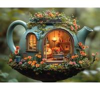 DIY Diamond Painting Kit, Tasse De Thé ForêT 5D Cristal Mosaïque art de Broderie pour Les, Convient Enfants Adultes, Décoration Murale, Cadeau pour Les Femmes 50x60cm YN4N-62