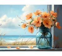 DIY Diamond Painting Kit, Vase Paysage 5D Cristal Mosaïque art de Broderie pour Les, Convient Enfants Adultes, Décoration Murale, Cadeau pour Les Femmes 70x90cm YN4N-332