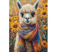 DIY Diamond Painting Kits, Alpaga Coloré 5D Entièrement Diamant Cristal Point de Croix Peinture，Pour la Décoration de Chambre à Coucher, Salon, Bureau, Home Wall Decor, Femme Gifts 20x40cm P5CL-47