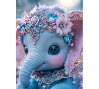 DIY Diamond Painting Kits, Chapeau De Fleurs éLéPhant 5D Entièrement Diamant Cristal Point de Croix Peinture，Pour la Décoration de Chambre à Coucher, Home Wall Decor, Femme Gifts 80x160cm P5CL-349