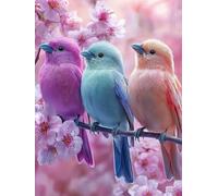 DIY Diamond Painting Kits, Oiseaux ColoréS 5D Entièrement Diamant Cristal Point de Croix Peinture，Pour la Décoration de Chambre à Coucher, Salon, Bureau, Home Wall Decor, Femme Gifts 40x80cm P5CL-41