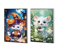 DIY Diamond Painting Notebook - 2pcs 50 Pages A5 No Lines Diamond Painting Journal Notebook, for Adults Home Office Student Gift for Birthdays or School Fun