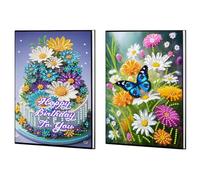 DIY Diamond Painting Notebook - 2pcs 50 Pages A5 No Lines Diamond Painting Journal Notebook, for Adults Home Office Student Gift for Birthdays or School Fun
