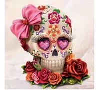 DIY Diamond Painting Peinture Numéro en Diamant Complet Kits Broderie au Point de Croix Décoration- Série Tête de Mort 30*40CM-A