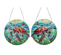 DIY Diamond Painting Pendentif avec chaîne, images de peinture diamant, peinture diamant créative 5D kits de décoration murale pour fenêtre mur entrée jardin décor-05-tortue de mer