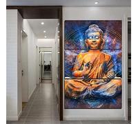 DIY Diamond Painting Visage de statue de Bouddha,3 Pièces Broderie Diamant Painting Kits pour Adultes,5D Strass Point De Croix Complet Kits Salon Chambre Mural Décoration Round Drill,40x80cm