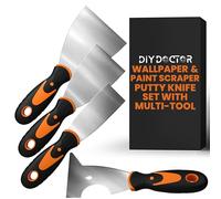 DIY Doctor Set de 4 Grattoirs à Peinture - 3 Décapants & 1 Spatule Multifonctionnelle - Idéal pour Papier Peint & Travaux de Bricolage