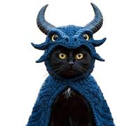 DIY Dragon Cat Hoodie Set, Cute Dragon Cosplay Clothes for Pets, Adjustable Cat Hoodies, Soft Knit Pet Apparel, Funny Hand Knitted Dragon Cats for Puppy Kitten Small Medium Dogs Cats (Blue)