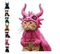 DIY Dragon Cat Hoodie Set, Cute Dragon Cosplay Clothes for Pets, Adjustable with Horns Cute Soft Knit Pet Apparel for Halloween, Stretchy Cotton Knitting Cats Shirts, fors Puppy Kitten Small (#2)