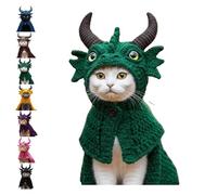 DIY Dragon Cat Hoodie Set, Cute Dragon Cosplay Clothes for Pets, Adjustable with Horns Cute Soft Knit Pet Apparel for Halloween, Stretchy Cotton Knitting Cats Shirts, fors Puppy Kitten Small (#5)