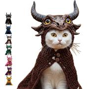 DIY Dragon Cat Hoodie Set, Cute Dragon Cosplay Clothes for Pets, Christmas Halloween Costume Clothes for Puppy Kitten Small Medium Dogs Cats (Brown)