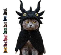 DIY Dragon Cat Hoodie Set, Cute Dragon Cosplay Clothes for Pets, Christmas Halloween Costume Clothes for Puppy Kitten Small Medium Dogs Cats (Black)