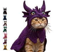 DIY Dragon Cat Hoodie Set, Cute Dragon Cosplay Clothes for Pets, Christmas Halloween Costume Clothes for Puppy Kitten Small Medium Dogs Cats (Purple)