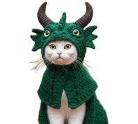 DIY Dragon Cat Hoodie Set, Cute Dragon Cosplay Clothes for Pets, Hoodie for Cats, Stretchy Cotton Knitting Cats Shirts, Soft Knit Pet Apparel for Halloween (Green)