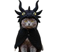 DIY Dragon Cat Hoodie Set,Cute Dragon Cosplay Clothes for Pets,Soft Apparel,Stretchy Cotton Knitting Cats Shirts, Adjustable Cute & Fierce Pet Cosplay Outfit for Puppy Kitten Small Dogs(Black)