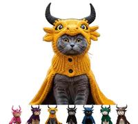 DIY Dragon Cat Hoodie Set, Hoodie for Cats, Soft Knit Pet Apparel, Stretchy Cotton Knitting Cats Shirts, for HalloweenCute Dragon Cosplay Clothes for Pets (Yellow)