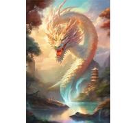 DIY Dragon montagne Peinture Diamant, 5D Diamant Painting Adultes, Broderie Diamant Painting Kit Complet, Puzzle Diamant Point de Croix, pour Accueil Décor Noël Diamond Art Painting 30x45cm HS-2961