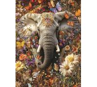 DIY Éléphant Peinture Diamant Painting Kit, 5D Coloré Art du Diamant Full Drill Ronde Kits, Diamond Art Kits Point de Croix Painting pour Adultes Débutants Cadeau Femme Maison Décor 60x80cm Y1SG-77