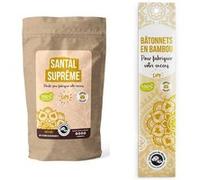 DIY encens - 100 Bâtonnets nus en bambou + Poudre Santal Suprême G