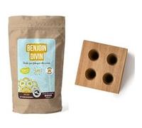 DIY encens - Moule en bois pour 4 cônes + Poudre Benjoin divin Marron G