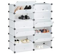 DIY Étagère à chaussures Armoire à chaussures Penderies en plastique 12 compartiments 91*36*105cm