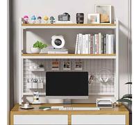 DIY Étagère Livre Bureau Bibliothèque Organisateur De Bureau À Poser, Bibliothèque De Bureau En Fer Forgé, Organisateur De Bureau Avec Planche Perforée, Présentoir De Bureau En Métal(White 2 Layer,55c