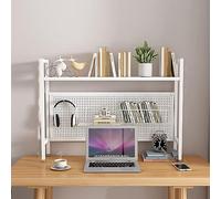 DIY Étagère Livre Bureau Bibliothèque Organisateur De Bureau À Poser, Bibliothèque De Bureau En Fer Forgé, Organisateur De Bureau Avec Planche Perforée, Présentoir De Bureau En Métal(White 1 Layer,95c