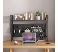 DIY Étagère Livre Bureau Bibliothèque Organisateur De Bureau À Poser, Bibliothèque De Bureau En Fer Forgé, Organisateur De Bureau Avec Planche Perforée, Présentoir De Bureau En Métal(Black 1 Layer,75c