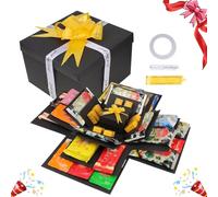 diy explosion boîte à 5 étages,boite cadeau creative, boîte surprise explosion diy mémoire box,coffret cadeau explosion papillon rose,surprise gift box,boîte cadeau surprise-B