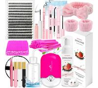 Diy Eyelash Extension Kit 280 Pcs 9-16mm 40d Cluster Lashes 200ml/6.7fl.Oz Eyelash Cleaner Shampoo For Eyelashes Mini Usb Portable Eyelash Fan Adhesive And Sealant.[V22]
