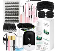 Diy Eyelash Extension Kit 280 Pcs 9-16mm 40d Cluster Lashes 200ml/6.7fl.Oz Eyelash Cleaner Shampoo For Eyelashes Mini Usb Portable Eyelash Fan Adhesive And Sealant.[V21]