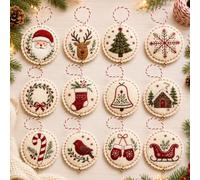DIY Felt Christmas Ornament Kit, Cute Portable Hand Embroidery Craft Set | Complete Hanging Ornament Craft Set With All Materials Included. Make Cute Christmas Tree Decorations At Home.
