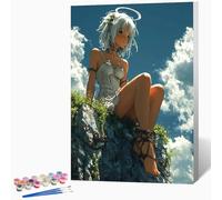 DIY Fille Peinture Numero Adulte Ange Peinture Par Numero Adulte CréAtifs Kit De Bricolage Sur Toile, DéButants Acrylique PigmentéE Coloriage Kit, Cadeau, Decoration 30x40cm (Sans Cadre) -LKF073RH