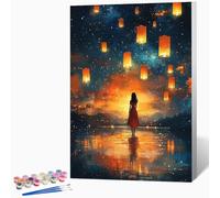 DIY Fille Peinture Numero Adulte Ciel éToilé Peinture Par Numero Adulte CréAtifs Kit De Bricolage Sur Toile, DéButants Acrylique PigmentéE Coloriage Kit, Decoration 20x30cm (Sans Cadre) -LKF0765HA