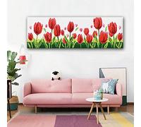 DIY Flowers Latch Hook Kits Rug Home Decoration ?Tapestry Making Kits Hanging Carpet Handmade Embroidery Making Kits for Adults and Beginners(64x20in) Red (Red)