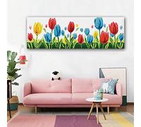 DIY Flowers Latch Hook Kits Rug Home Decoration ?Tapestry Making Kits Hanging Carpet Handmade Embroidery Making Kits for Adults and Beginners(64x20in) Red (Color)