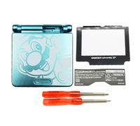 DIY GBASP Boîtier de rechange supplémentaire pour console Gameboy Advanced GBA SP avec écran de protection, boutons, vis, ensemble d'outils Bleu