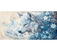 DIY Grande Diamond Painting Kit Complet, Acrylique Peinture Loup 5D Forage Circulaire Artisanat Mosaique Broderie Art du Diamant, Adultes Enfants Noel Maison à Coucher Décor 60x120cm KH4Y-47