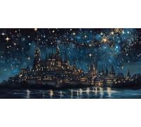 DIY Grande Diamond Painting Kit Complet, Ancien Fort Des éToiles 5D Forage Circulaire Artisanat Mosaique Broderie Art du Diamant, Adultes Enfants Noel Maison à Coucher Décor 80x160cm KH4Y-665