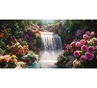 DIY Grande Diamond Painting Kit Complet, Cascade Du Jardin 5D Forage Circulaire Artisanat Mosaique Broderie Art du Diamant, Adultes Enfants Noel Maison à Coucher Décor 20x40cm KH4Y-311