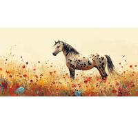 DIY Grande Diamond Painting Kit Complet, Le Cheval Des Fleurs 5D Forage Circulaire Artisanat Mosaique Broderie Art du Diamant, Adultes Enfants Noel Maison à Coucher Décor 40x80cm KH4Y-277