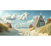 DIY Grande Diamond Painting Kit Complet, Voilier Dans Le DéSert 5D Forage Circulaire Artisanat Mosaique Broderie Art du Diamant, Adultes Enfants Noel Maison à Coucher Décor 100x200cm KH4Y-517