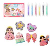 DIY Handmade Bead Stickers, Stuffdatas Bead Pen, Easy Arts and Crafts Fun Gem Sticker Kit, Cute Cartoon Princess Diamond Stickers Beads Handmade Gem Painting for Christmas Gifts(5 Patterns)