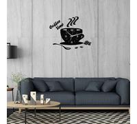 DIY Horloge murale en acrylique Horloge murale moderne en sourdine Horloge de café en forme de tasse Sticker mural Horloge numérique creuse