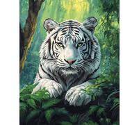 Diy Kit Broderie Dessin Animé Tigre Blanc Ensemble De Broderie De Perles,Ensembles D'Artisanat De Bricolage,Outils De Loisirs,Kits De Points De Croix 60x80cm
