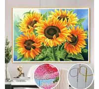 DIY Kit Broderie Kits De Broderie De Perles De Fleurs De Tournesol Kits De Broderie De Perles De Bricolage De Fleurs Fantastiques Ensemble De Perles Ensemble De Broderie De Perles D'Artisa 30x40cm