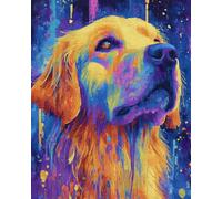 Diy Kit Crochet Debutant Complet Doodle Chien Golden Retriever Animal Kit De Fabrication De Tapis Diy，Kits De Point De Croix，Travaux D'Aiguille Pour Débutants，Décoration D'Intérieur 90x120cm